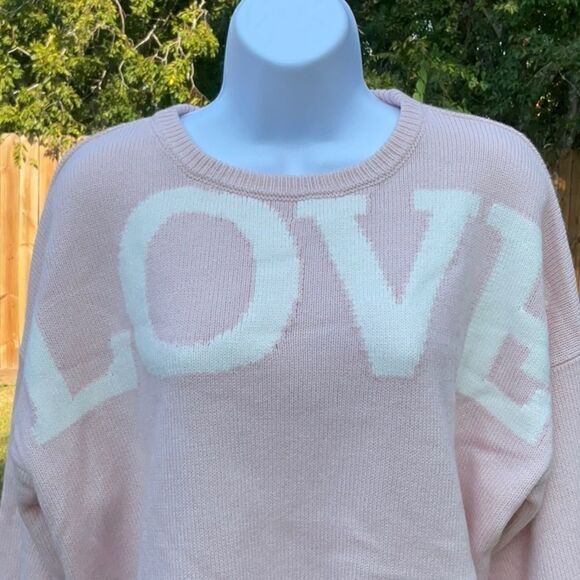 Take 50% OFF- Soho Love Inscribed Pink Sweater, Size-S - Picture 2 of 6
